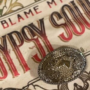 NOCONA Intricate Silver Belt Buckle With Rhinestone Accents And Horse Head Motif